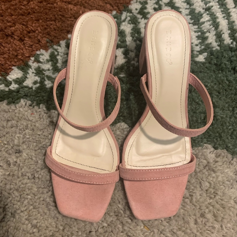 Bamboo dusty pink slip on sandal